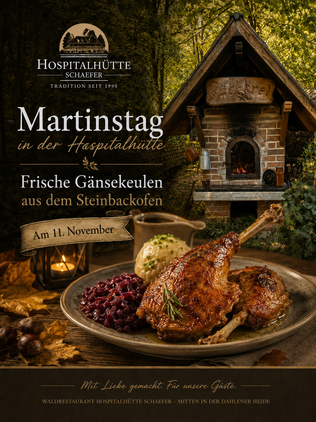 Martinstag in der Hospitalhütte – frische Gänsekeulen aus dem Steinbackofen