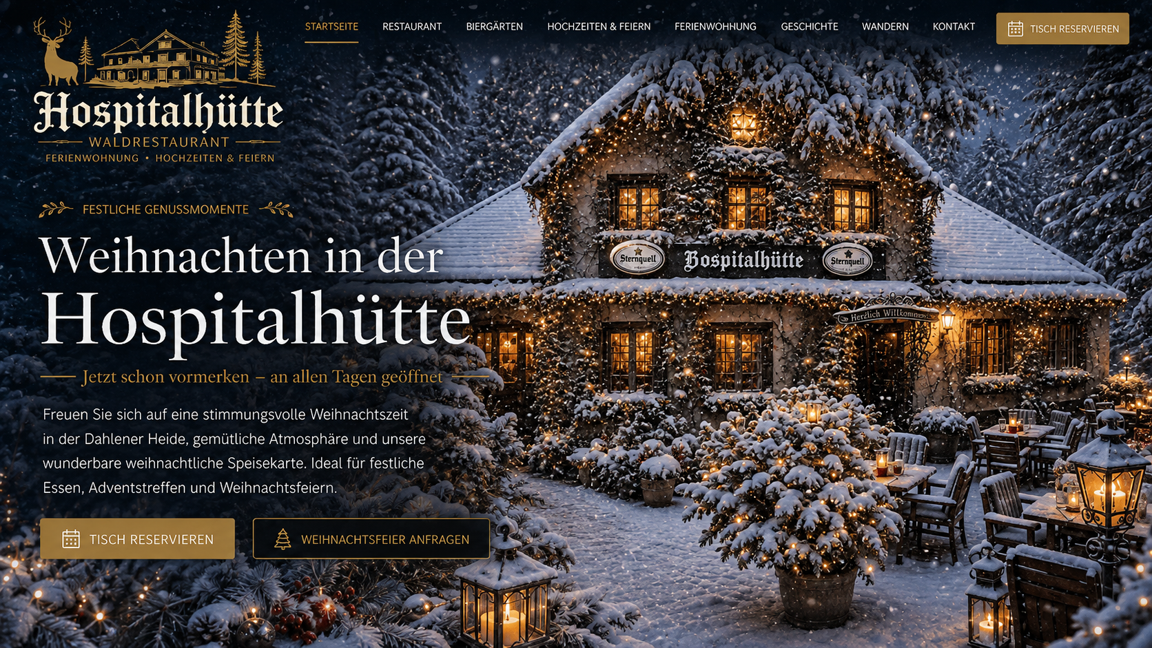 Weihnachten in der Hospitalhütte – winterliche Hospitalhütte im Schnee