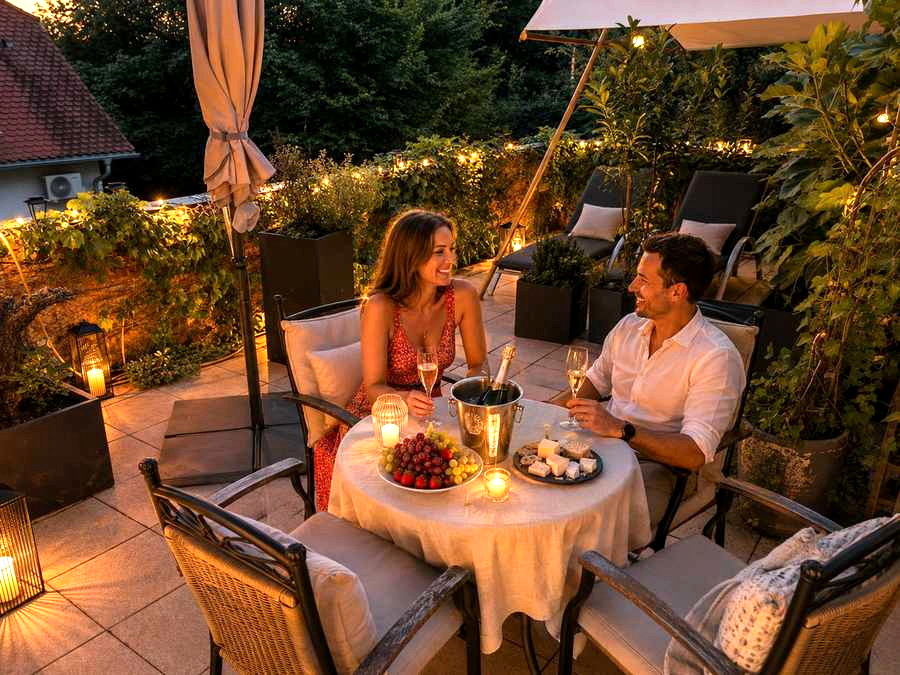 Romantischer Abend auf der Terrasse